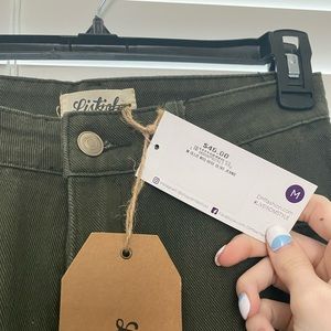 Listicle Olive Green Wide Leg Pants